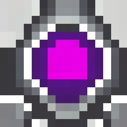 Sigma, the stoic Overwatch hero, floats in a pixelated 16x16 portrait, his metallic orbs glowing ominously amidst a swirling purple vortex.