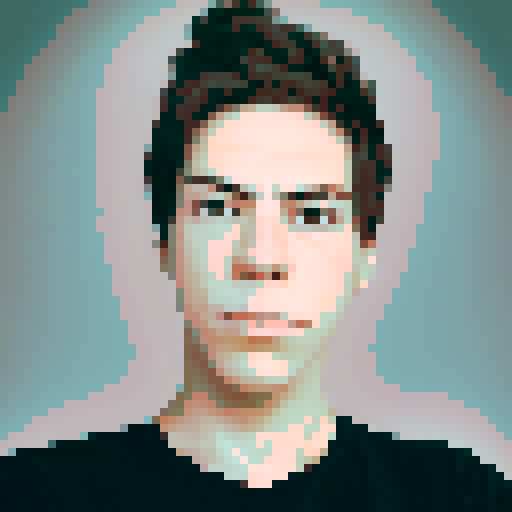 Cartoonish pixel art profile picture, no background