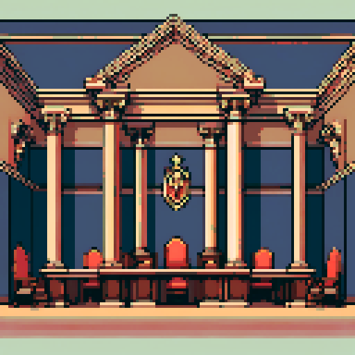 royal council, columns, building, inside, block, wood, discussion table, table, wooden interior, council room