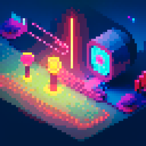 health bar, vibrant colors, retro aesthetic, pixelated design, glowing effect, gradient fill, 8-bit style digital display, motion blur, pixel particles, dynamic movement, game-inspired, energy levels, visual representation, progress tracker, arcade vibes, animated sequence, pulsating animation, futuristic elements, iconic symbol, 