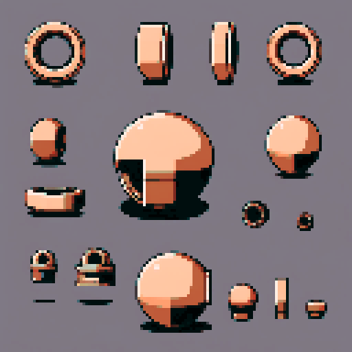 I want a horizontally wide copper attachment port. It should accept a circular object. I want this object usable an asset in a videogame, meaning only one object per image, outlined with a strong black stroke, on a solid-color background.
