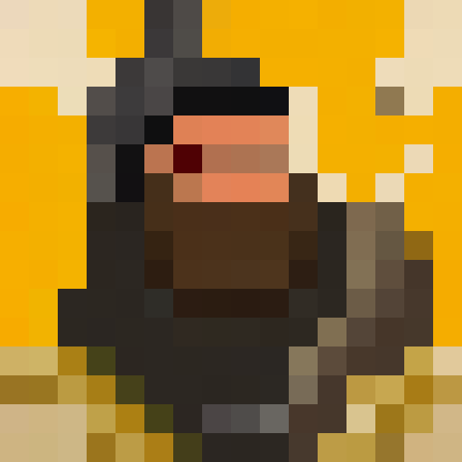 16-bit wizard with a gnarled staff, intense eyes, and a flowing beard, set against a moody, stark contrast, all in a minimalist, monochrome pixel art style.
