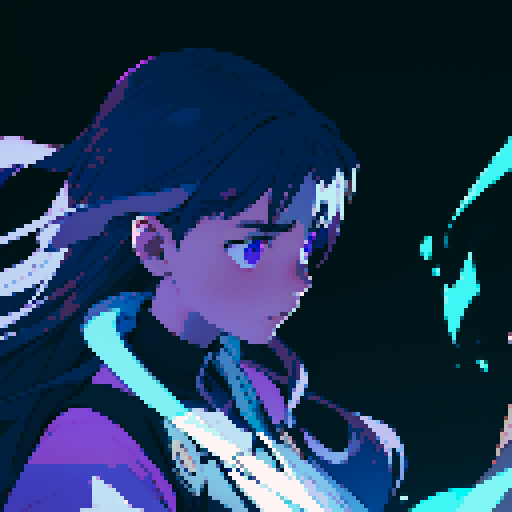 Relic made of two triangles facing each other, with two circles below. Triangles and circles are black and white, with a purple glow emitting from the relic