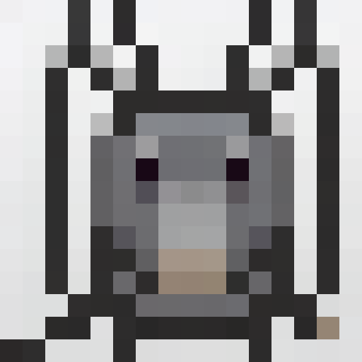 gray dog, sitting, game icon, 16x16, pixel art, close up, portrait, floppy ears, wagging tail, expressive eyes, pixelated fur, subtle shading