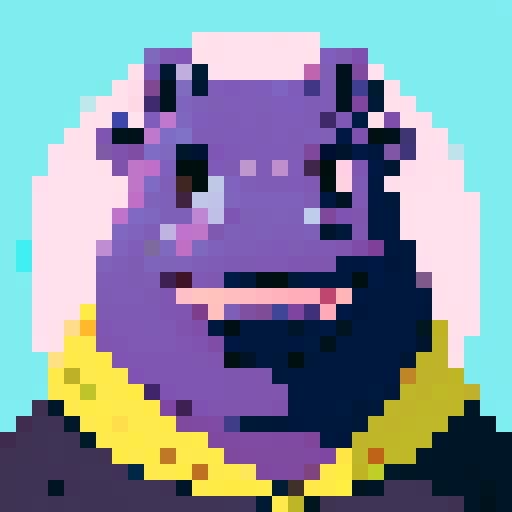 anime style hippo portrait.