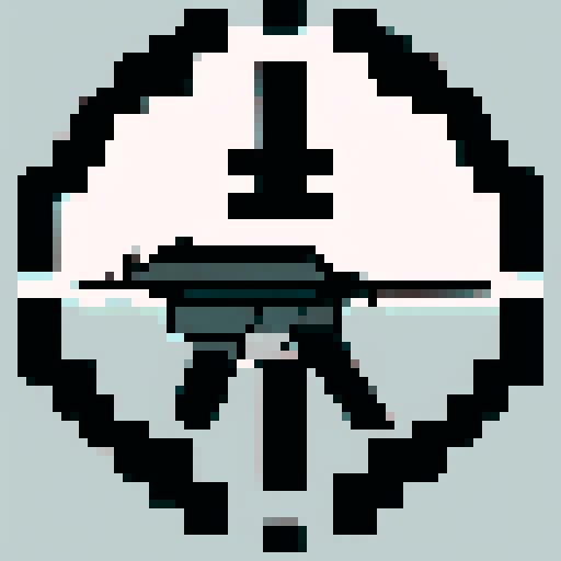 M4A1 Rifle icon, white background, black icon, pixel art