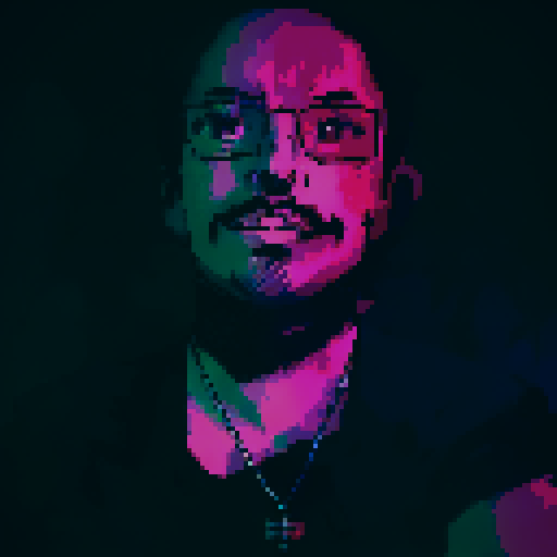 Synth wave pixel art profile pic