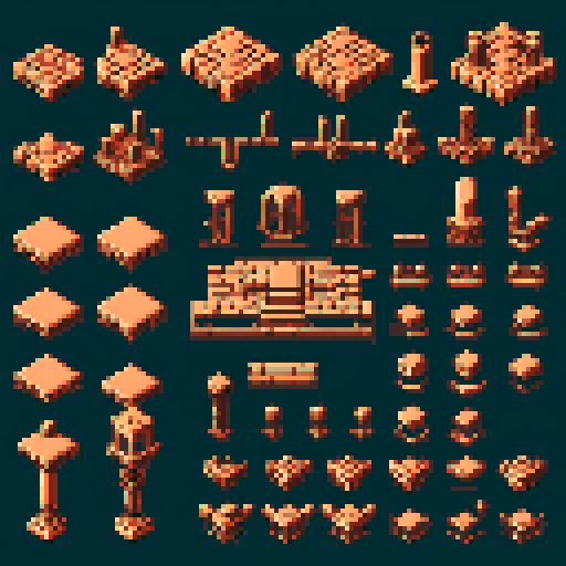 I want a horizontally wide copper platform. I want this object usable an asset in a videogame, meaning only one object per image, outlined with a strong black stroke, on a solid-color background. 