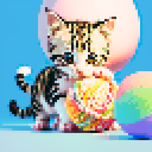 kitten playing with a yarn ball, pastel colors
