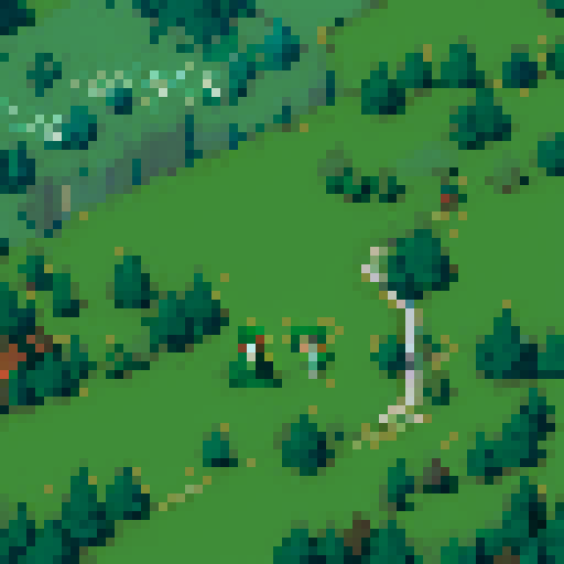 Elf in forest top down view