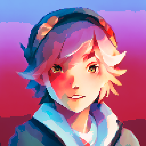 Night city street light background, profile picture, young girl, smile, rounded face, blue eyes, short black hair, white shirt, beige hat, red neck ribbon, facing directly