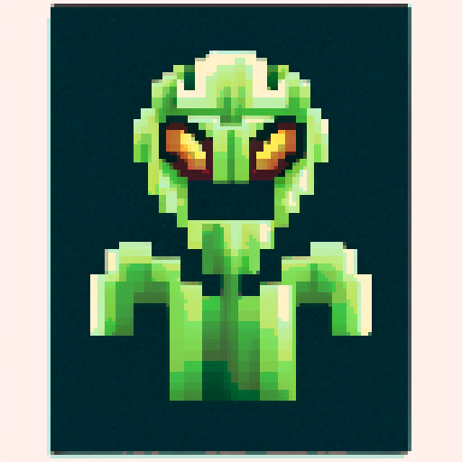 praying mantis helmet, retro 8-bit, intricate detailing, sharp angles, pixel art