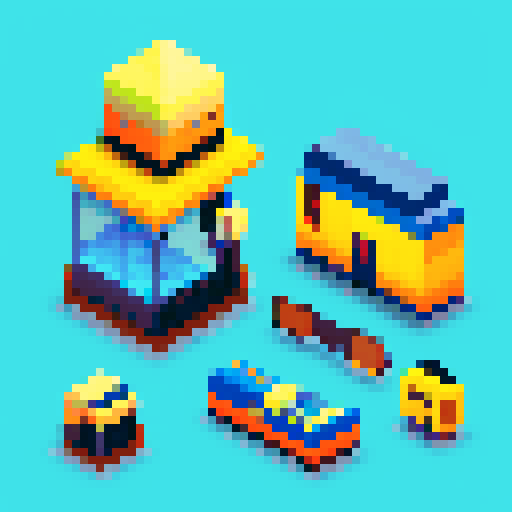 police officer hat, pixelated badge, retro color palette, game asset for icon