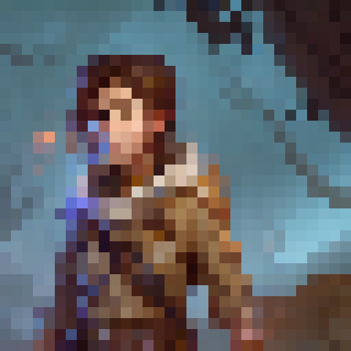 Brown-haired topdown hero navigates through a mythical forest, wielding a glowing sword, evading dangerous creatures, and collecting enchanted artifacts in a whimsical hand-drawn Fantasy RPG style.