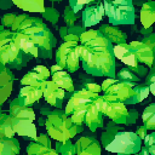 a litter of overlapping green leaves