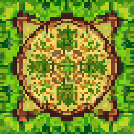 earth, grass, vibrant shades of green, intricate pixelated details, lively tufts of grass, textured soil, contrasting brown hues, seamless tile pattern, 2D game art, sRGB color space