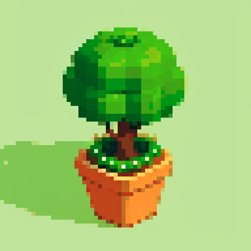 a topiary plant isometric asset in a decorative pot from an art nouveau garden