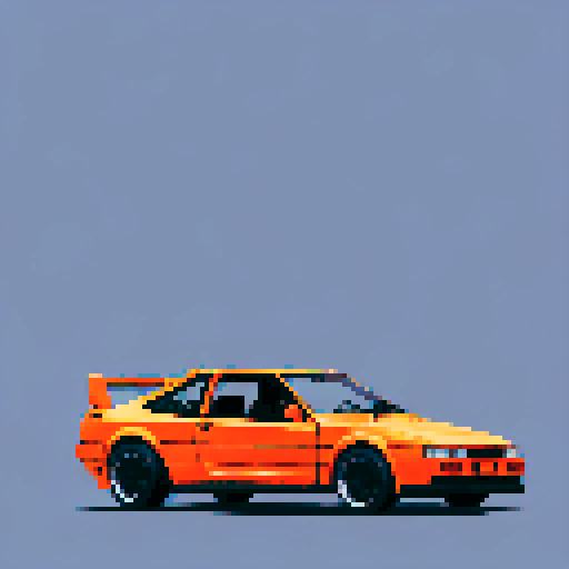 Photorealistic whole Toyota AE85, centered, three-quarter view, right front wheel, clean background, realistic colors, pixel art style

