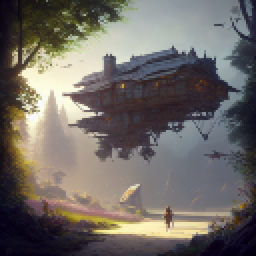 Rustic and whimsical 

        "A charming village nestled amidst lush greenery, with quaint cottages perched alongside a winding stream and towering trees providing shade and shelter."