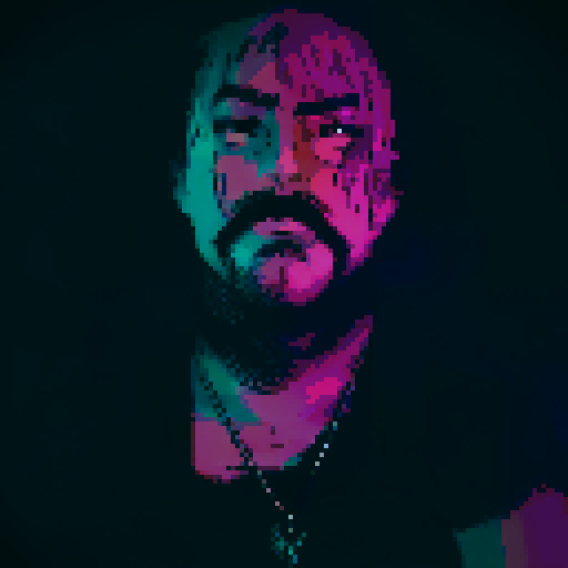 Synth wave pixel art profile pic