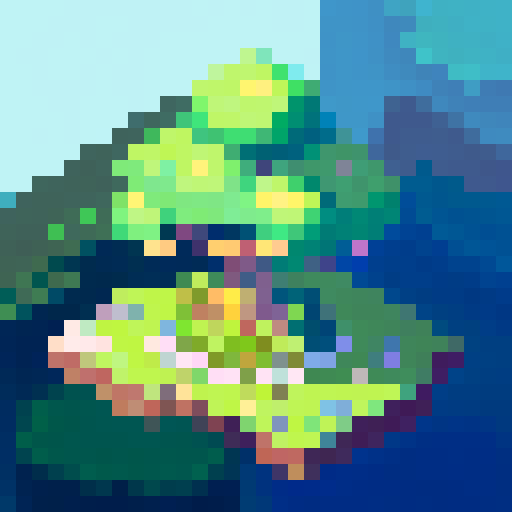 only one big chestnut tree, in the center, green leaves, brown trunk, fantasy top-down RPG with an orthogonal camera, simple pixel art, square plain platform