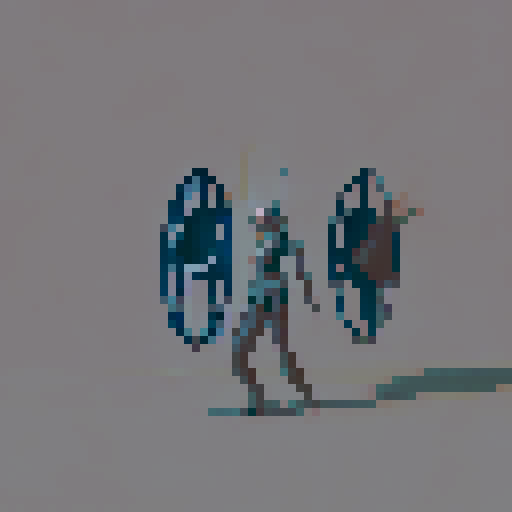 a warrior teleporting through a portal