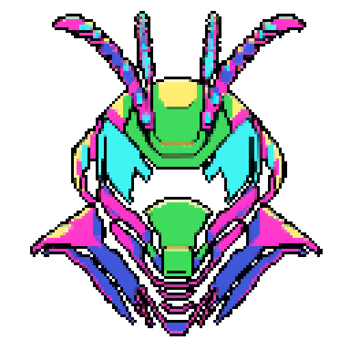 praying mantis helmet, retro 8-bit, intricate detailing, sharp angles, pixel art, 4 colors limit