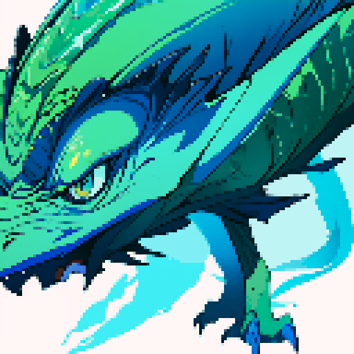 basilisk, blue and white color scheme, pixel art, sRGB