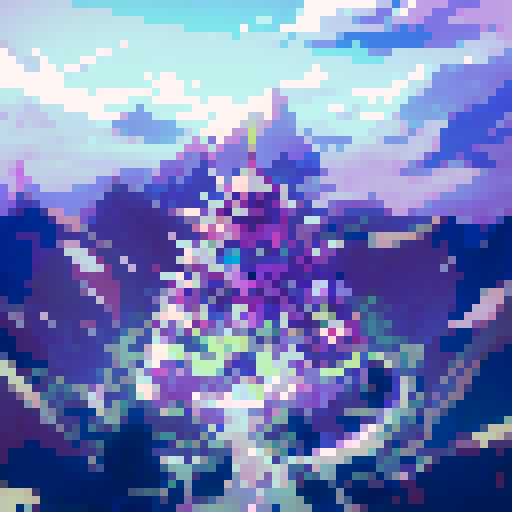 A fierce elf warrior with flowing white hair and piercing green eyes, wielding a sharpened silver sword, stands atop a rocky mountain peak overlooking a sprawling enchanted forest below, with a glowing crescent moon in the background