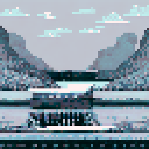 Just a waterfall in 8-bit pixel art in black and white.