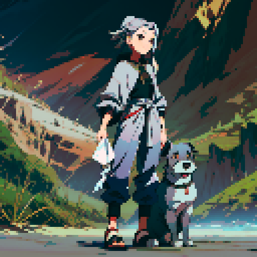 Small silver schnauzer looking dog at the beach