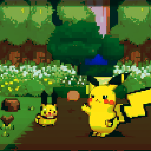 Forest, Caterpillars. Pikachu