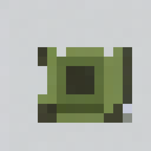 military tank, prominent turret, gun barrel, visible treads, green and gray color scheme, transparent background, game icon, 16x16, pixel art, close up, portrait, world war 2