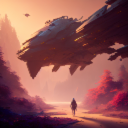 "Shaded clearing in a vividly-lit forest with a babbling creek and colorful flowers, rendered in a highly-detailed, cinematic style."