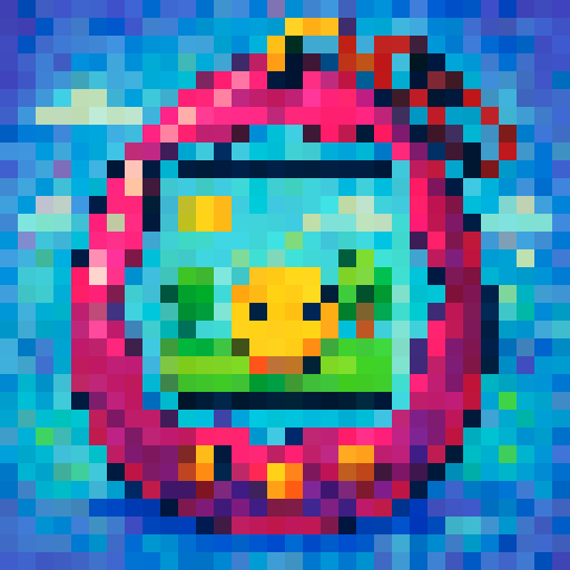 tamagotchi, cute, digital pet, colorful, pixelated, playful, interactive, virtual world, sRGB, pixel art