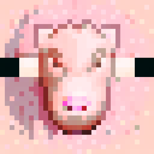 minecraft pig face, game icon, 32x32 pixel art, sRGB, skill art, close up, portrait, blocky features, square snout, pixelated eyes, expressive eyebrows, vibrant pink color, defined pixels