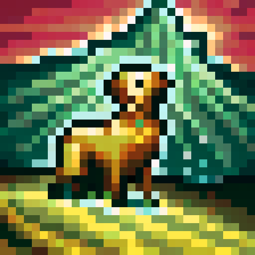 full grown golden retriever standing on a beach, blue ocean in the background, detailed