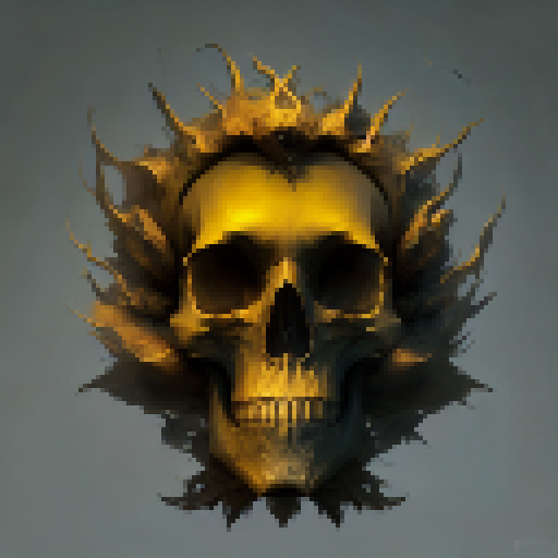 Skull aglow with eerie radiance, casting an ominous shadow in a mystical fantasy RPG world.