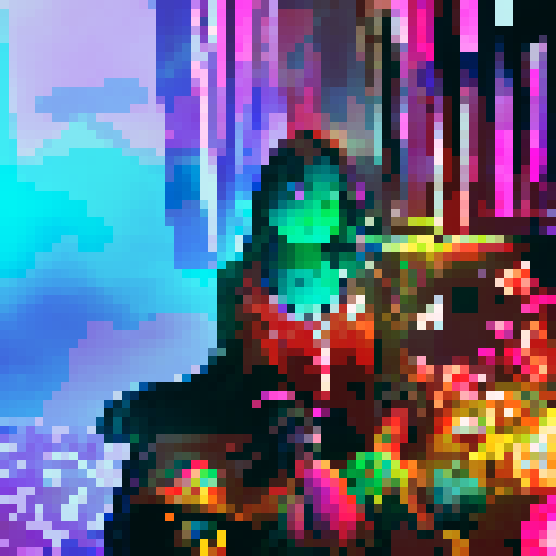 "Abstract, psychedelic, neon, chaotic, glitchy: A swirling, colorful vortex of energy and movement, pulsating with electric intensity."