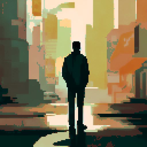 Dimly lit bar, neon signs flickering, retro pixel art decor, patrons enjoying drinks, cozy atmosphere, moody sRGB colors, background filled with shadows, landscape of bar counter and stools