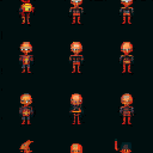 dark medieval knight with glowing eyes, flowing dark cape, pixel art, sRGB, sprite sheet, character sprite sheet