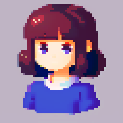 lovely young girl, around 16 years old, pixel art
