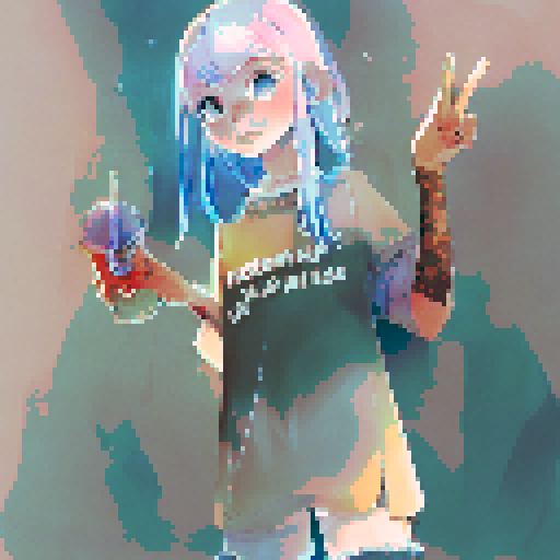 "Anime girl in front of 2D shapes"