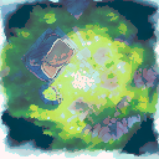 Dangerous lurking cave, dimly lit by torches surrounding an abandoned camping site