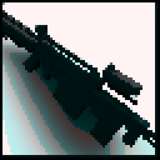 M4A1 Rifle icon, white background, black icon, pixel art