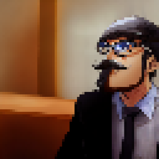 man with moustache and glasses