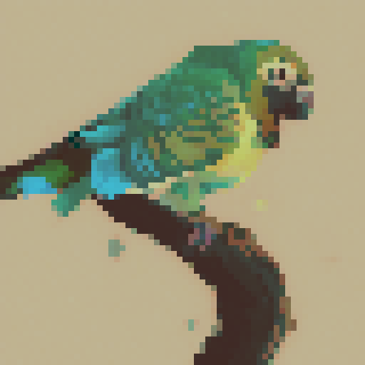 colorful birds with details like peacock or parrot