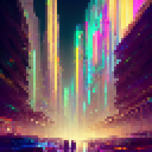 Vibrant, modern, and sleek. A neon-lit cityscape with skyscrapers towering over a bustling street market full of colorful stalls selling everything from fresh produce to high-tech gadgets.