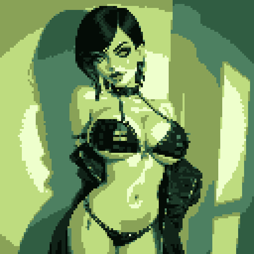 curvy, busty goth girl , body portrait,  black hair, purple eyeshadow, red lipstick, wearing bikini, studded collar, glamour shot, vibrant srgb colors, edgy aesthetic