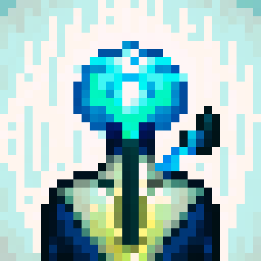 cyborg with laser beam weapon fixed on his shoulder, game icon, 32x32 pixel art, sRGB, skill art, close up, portrait